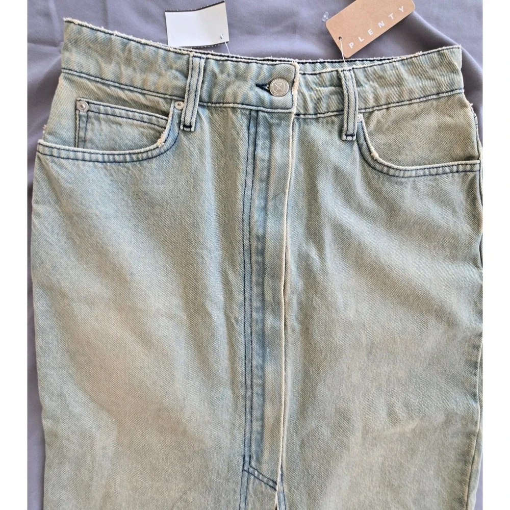 Plenty Jeans Midi Skirt Open Up Front W Sz 27 Y2K Grunge Preppy Bohemiem - Picture 8 of 14